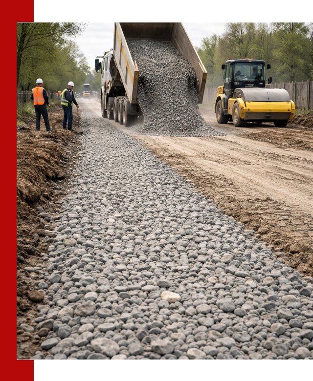 Доставка щебня для отсыпки дорог в Обнинске высокого качества