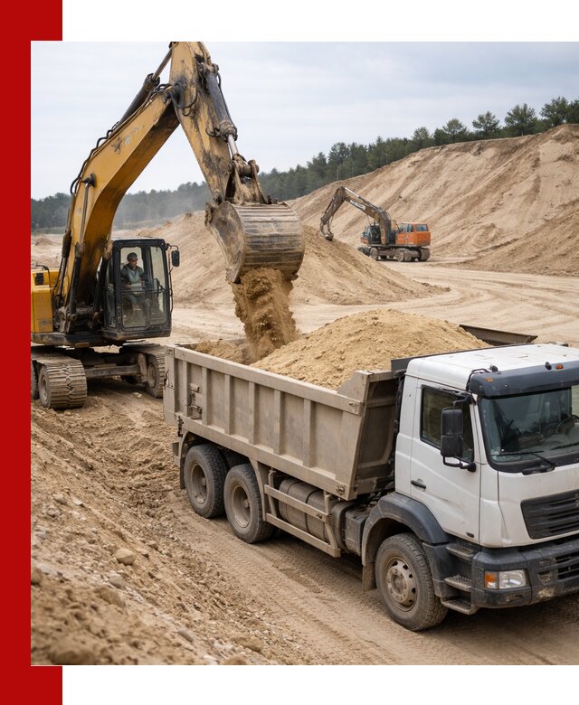 Доставка карьерного песка с самосвалами и разгрузкой в Обнинске