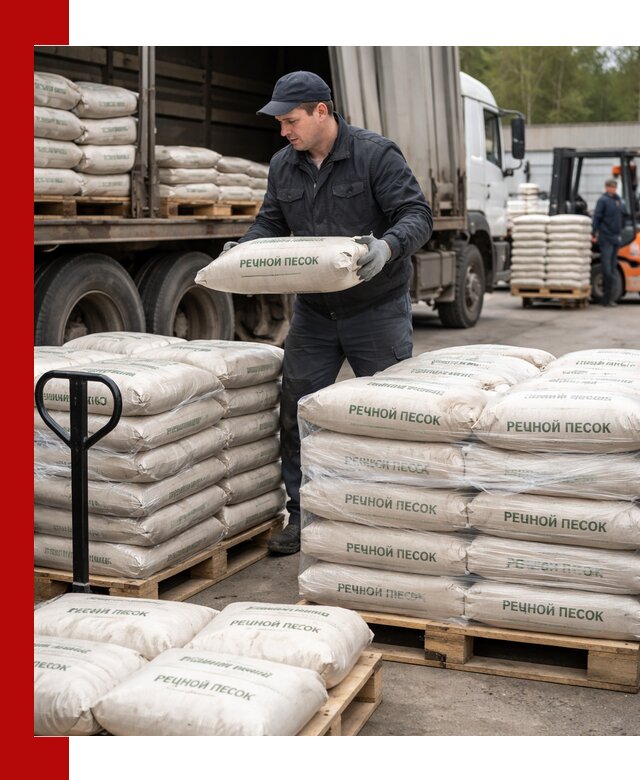 Речной песок в мешках с доставкой в Обнинске