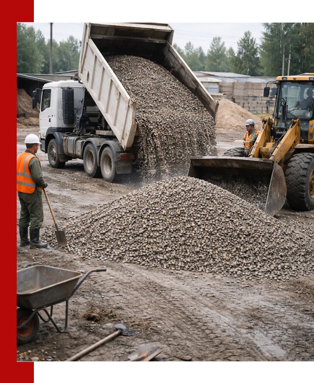 Мытый гравий с доставкой в Обнинске от карьера до участка