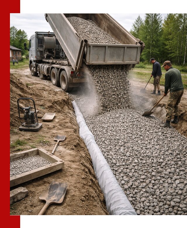 Гравий для дренажа с доставкой в Обнинске качественный и недорогой