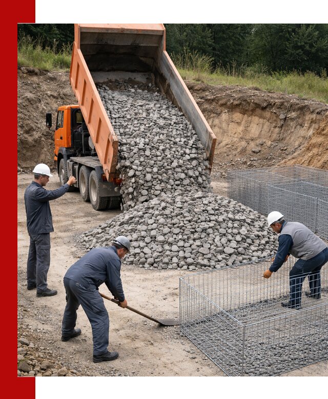 Камень для габионов с доставкой в Обнинске быстро и надёжно