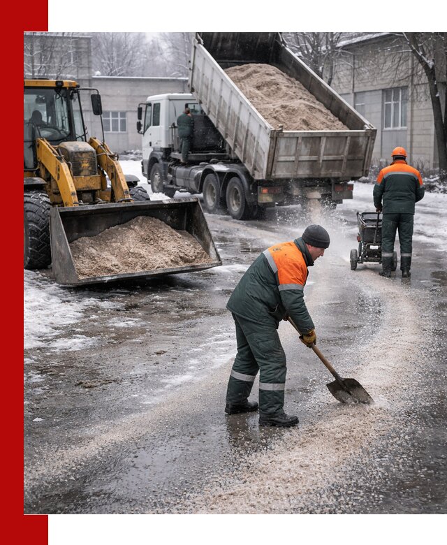 Реагент против гололеда с доставкой и нанесением в Обнинске