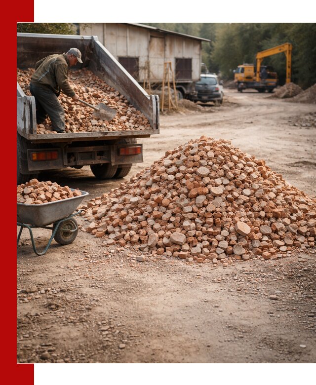 Доставка и подушка из боя кирпича с разгрузкой в Обнинске