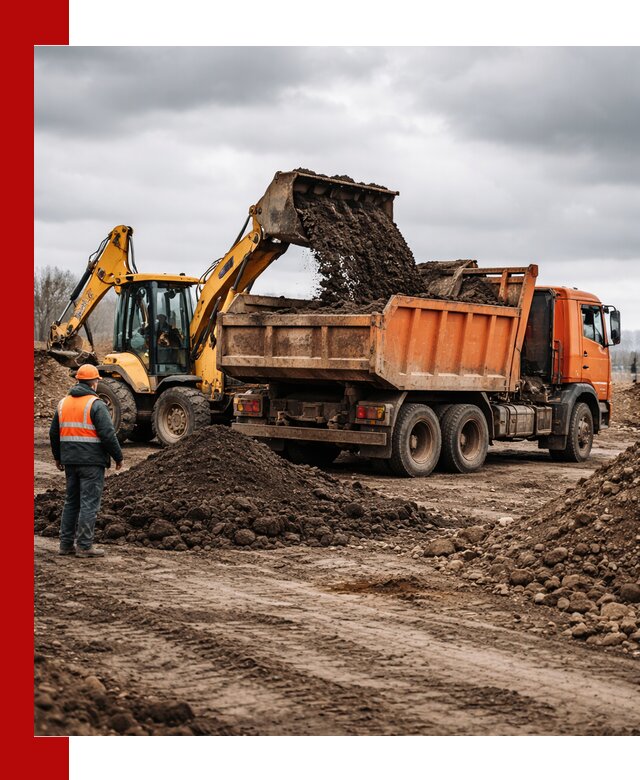 Вывоз грунта и строительного мусора в Обнинске грузовыми самосвалами