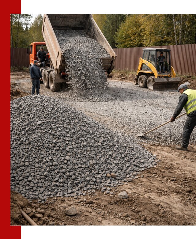 Отсыпка участка щебнем с доставкой и уплотнением в Обнинске